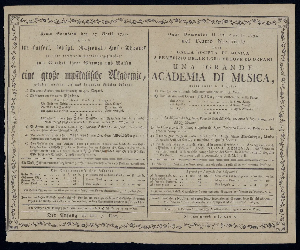 eine große musikalische Akademie, Verweis auf Stücktitel: Phedra