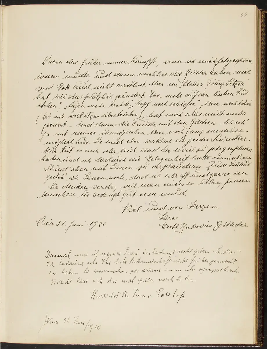 Gästebuch. Atelier Franz-Xaver Setzer, Wien