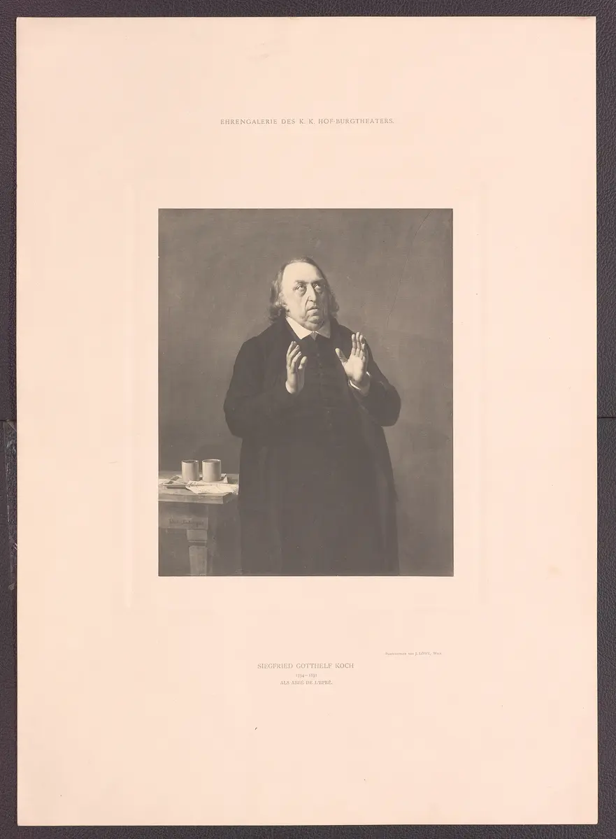 Siegfried Gotthelf Koch, Verweis auf Stücktitel: Der Taubstumme, Titel der Serie: Ehrengalerie des K.K. Hof-Burgtheaters