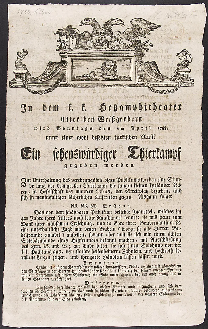 Ein sehenswürdiger Thierkampf, Alternativtitel: Hetztheater, Tierhetze