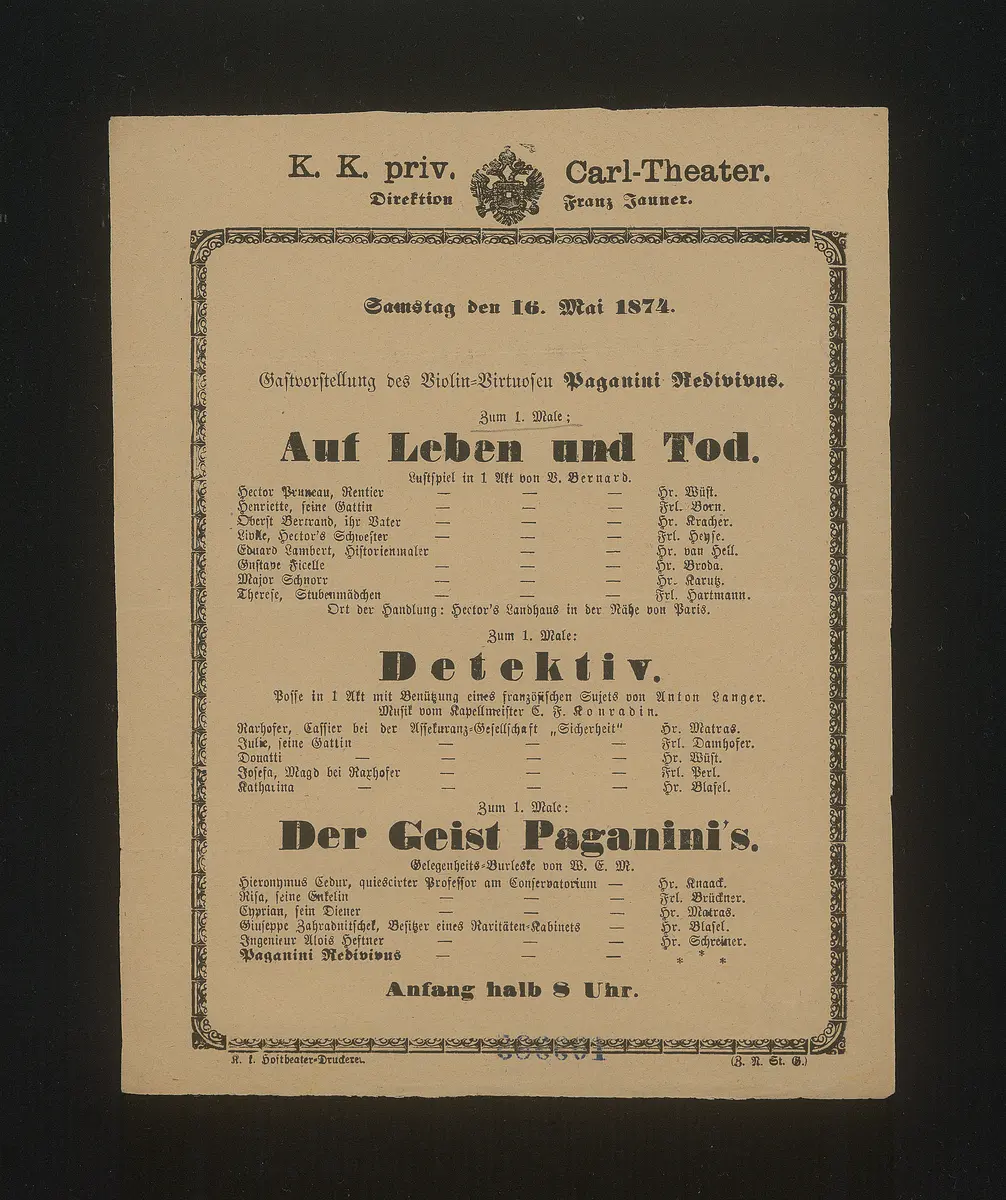 Auf Leben und Tod, Detektiv, Der Geist Paganinis
