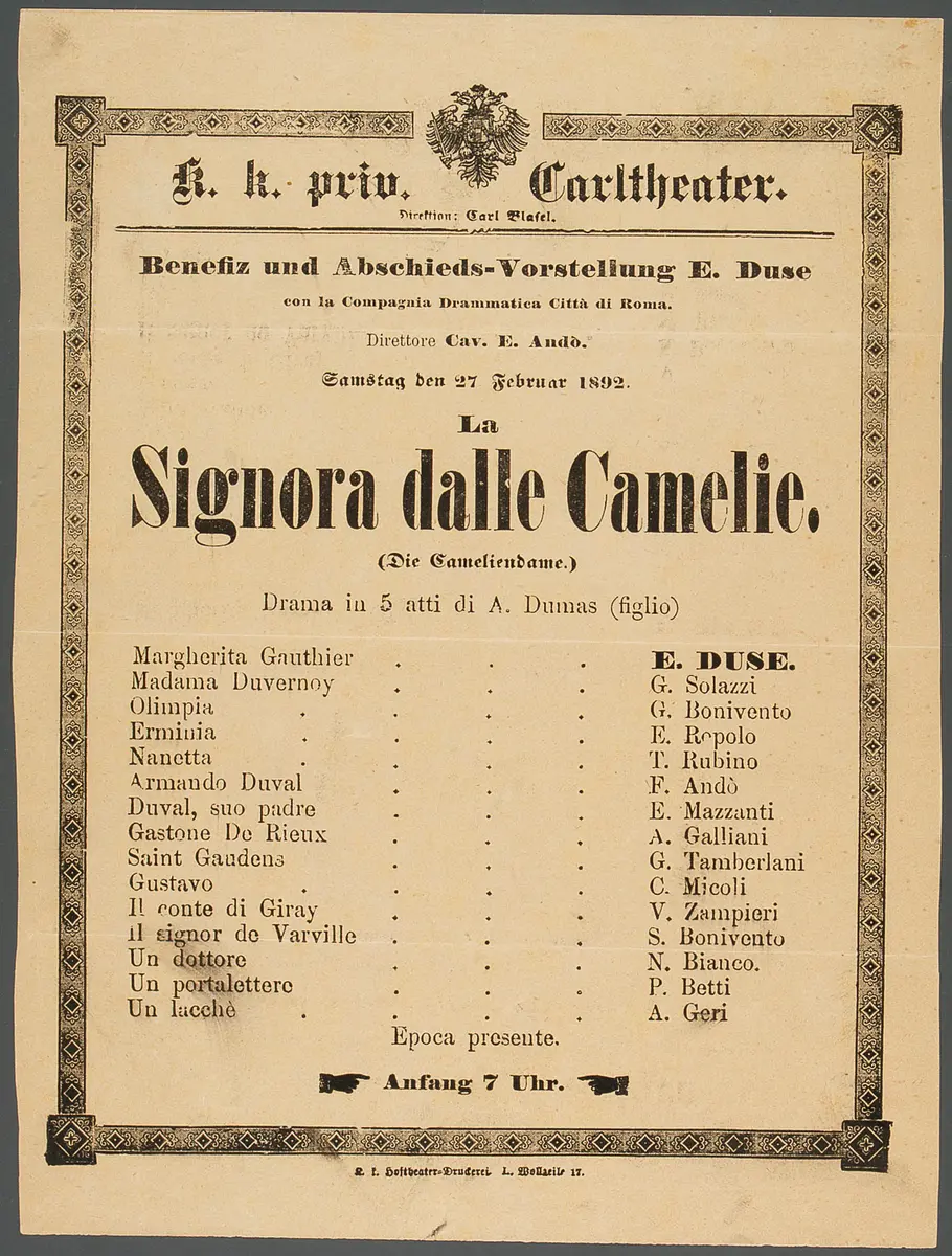 Die Kameliendame, Titel in Vorlageform: La Signora dalle Camelie (Die Cameliendame)