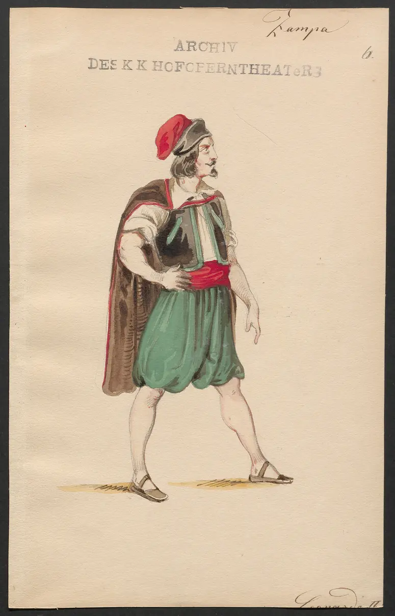 Zampa, oder Die Marmorbraut, Originaltitel: Zampa, ou La fiancée de marbre, Titel der Serie: Figurinen des k.k. Hofoperntheaters