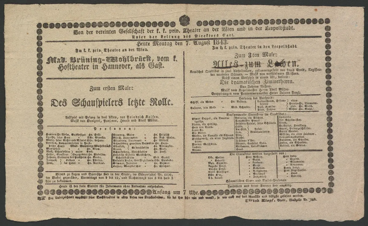Des Schauspielers letzte Rolle, Alles zum Lachen, Die dramatischen Zimmerherrn