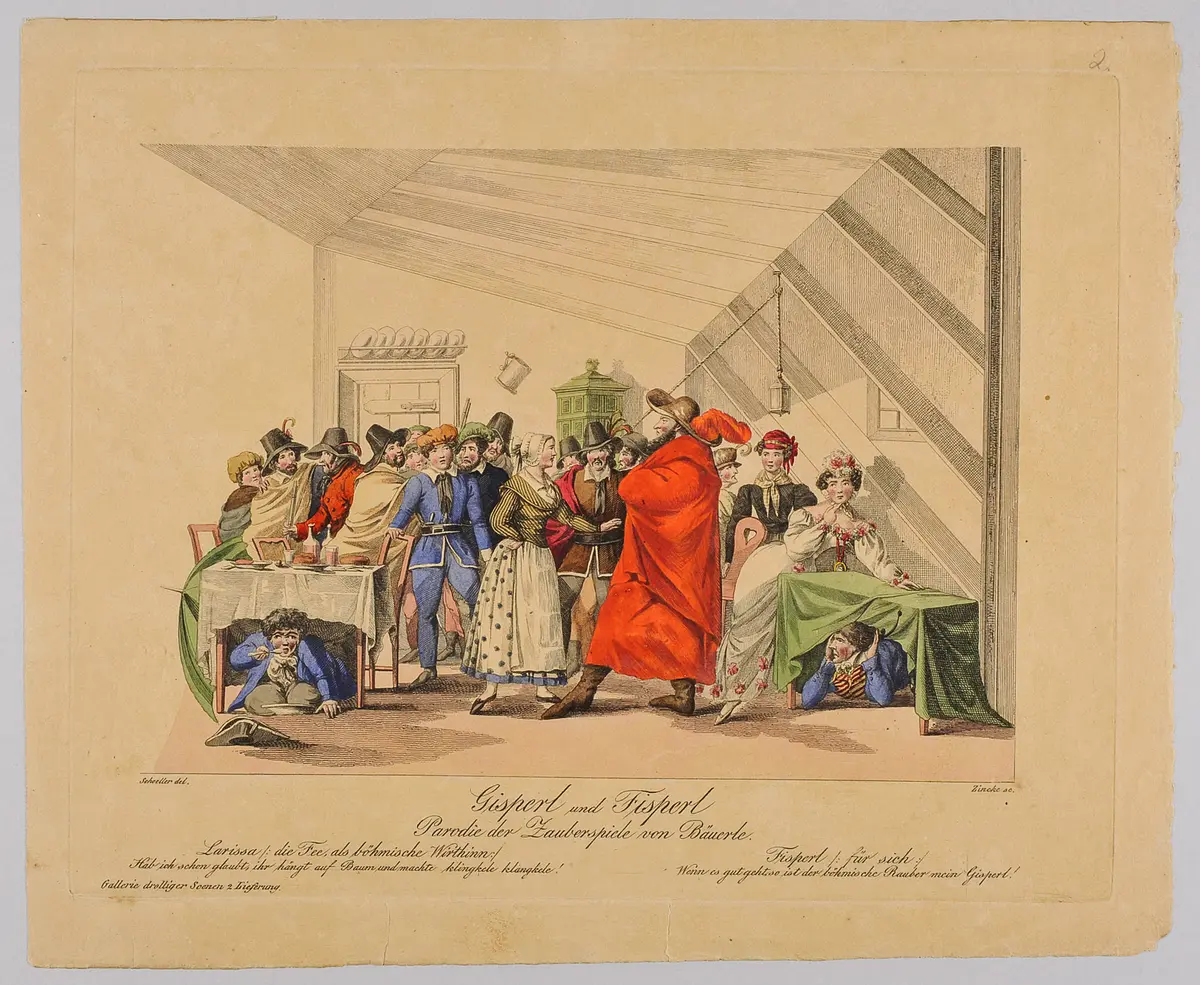 Gisperl und Fisperl, Titel der Serie: Gallerie drolliger Scenen, Name der Zeitschrift: Wiener Theaterzeitung