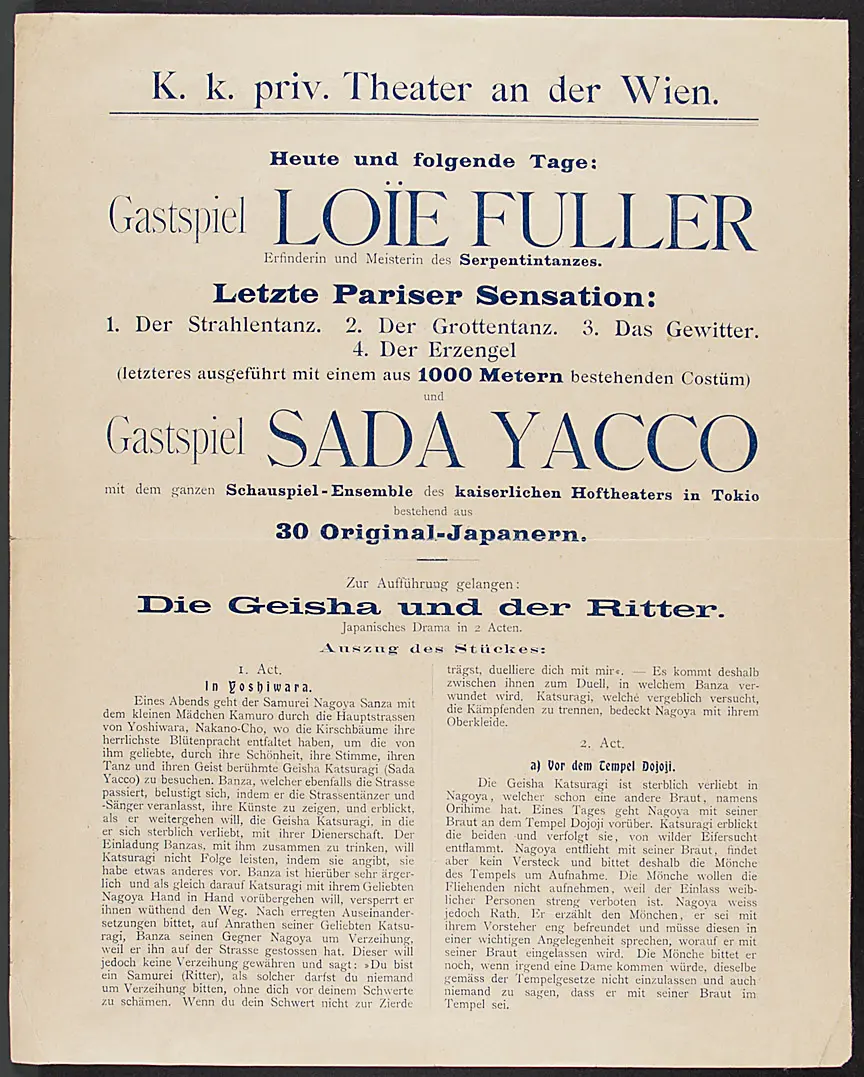 Loie Fuller und Sada Yacco, Der Strahlentanz / Der Grottentanz / Das Gewitter / Der Erzengel, Die Geisha und der Ritter, Kesa