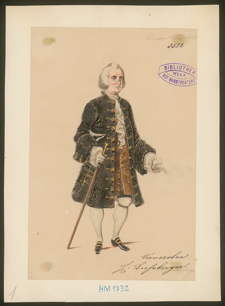 Wie man Häuser baut, Titel der Serie: Figurinen des k.k. Hof-Burgtheaters