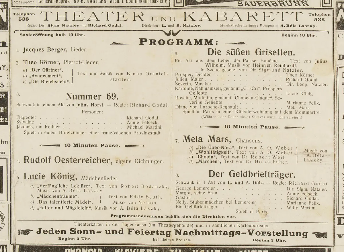 Theater und Kabarett Hölle, Nummer 69, Die süßen Grisetten, Der Geldbriefträger