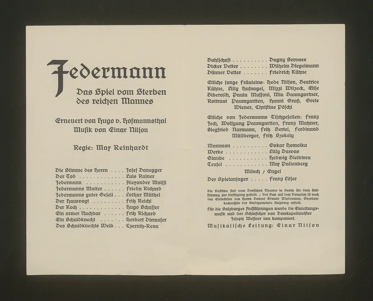 Jedermann, Titel in Vorlageform: Jedermann. Das Spiel vom Sterben des reichen Mannes