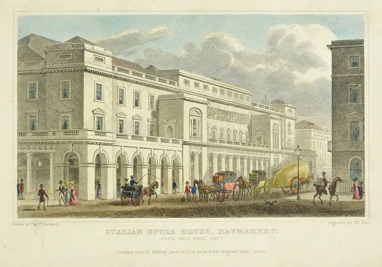 Weiterer Titel: London, Queen's Theatre, Haymarket, Weiterer Titel: London, King's Theatre, Haymarket, Weiterer Titel: London, His Majesty's Theatre, Haymarket, Weiterer Titel: London, Italian Opera House, Haymarket, Titel in Vorlageform: Italian Opera House, Haymarket