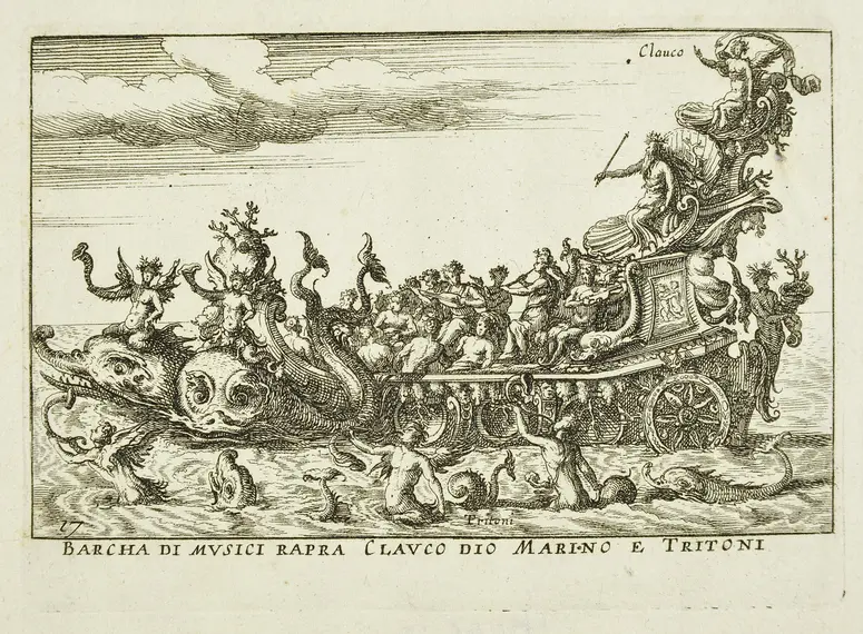 Le Magnifique carousel fait sur le fleuve de l'Arne a Florence pour le marriage de Grande Duc, Inventartitel: Carousel auf dem Arnofluß, Verweis auf Stücktitel: L'Argonautica