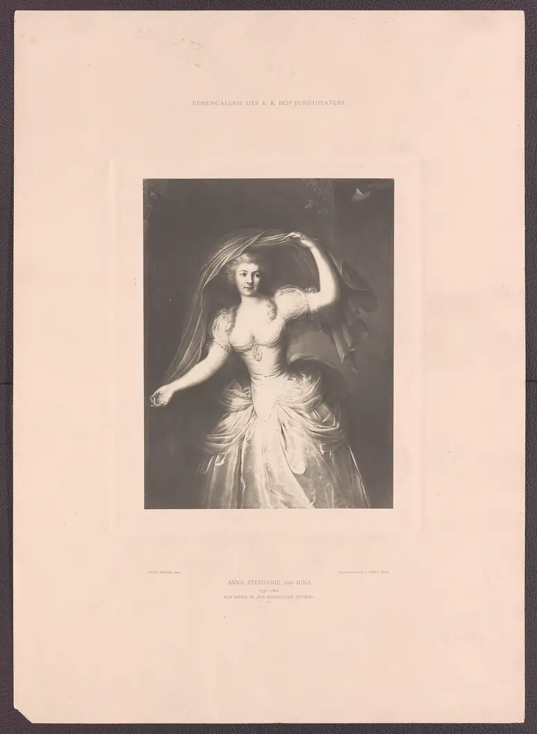 Anna Maria Stephanie, Verweis auf Stücktitel: Die indianische Witwe, Titel der Serie: Ehrengalerie des K.K. Hof-Burgtheaters
