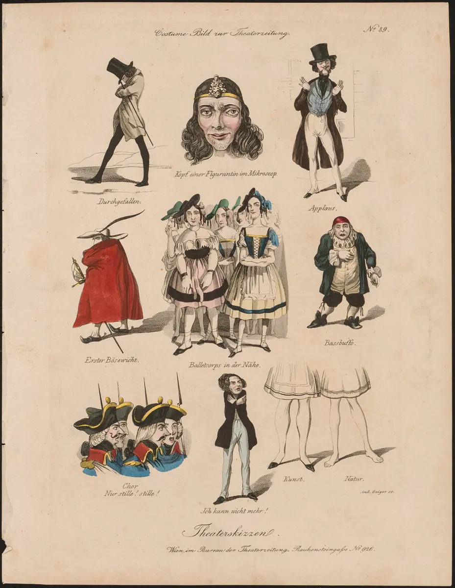 Theaterskizzen, Titel der Serie: Costume-Bild, Name der Zeitschrift: Wiener Theaterzeitung