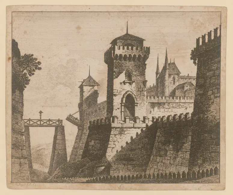Bianca della Porta, Titel der Serie: Theaterdecorationen nach den Original Skitzen des k.k. Hof Theater Mahlers Anton de Pian, gestochen und verlegt von Norbert Bittner.