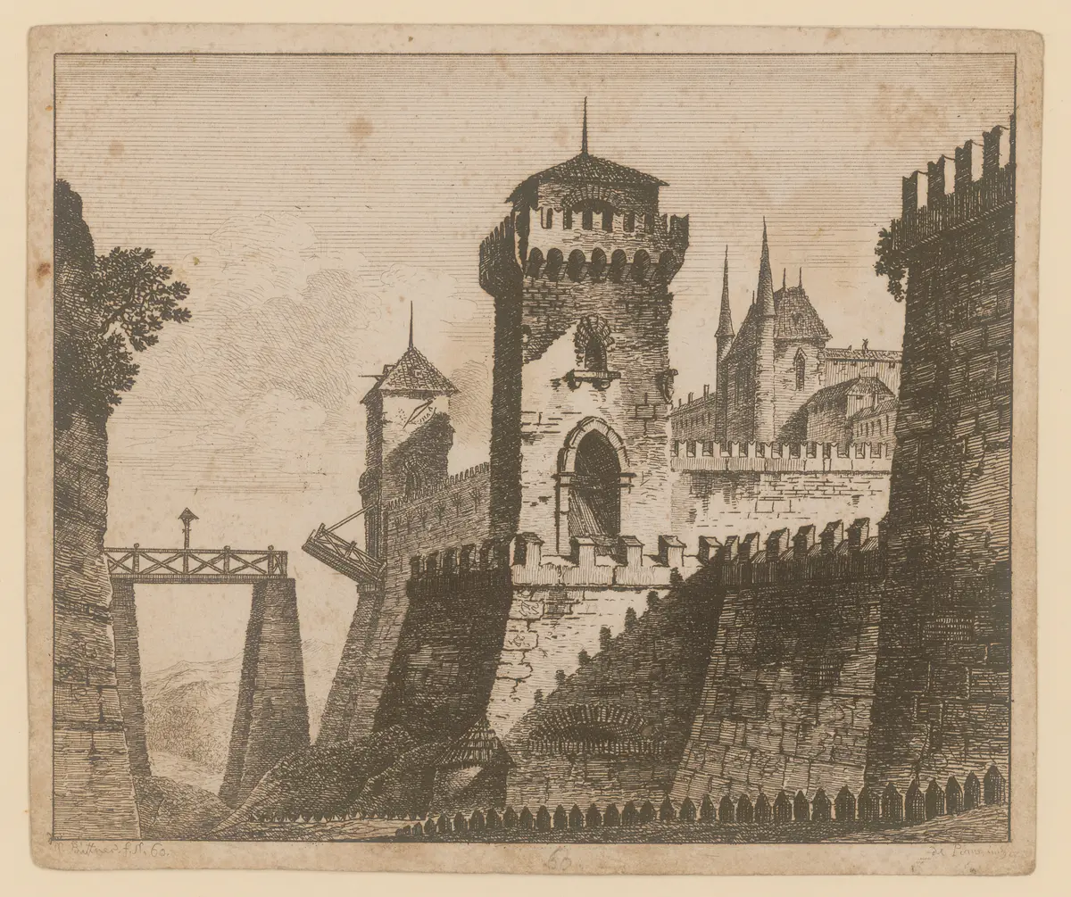 Bianca della Porta, Titel der Serie: Theaterdecorationen nach den Original Skitzen des k.k. Hof Theater Mahlers Anton de Pian, gestochen und verlegt von Norbert Bittner.