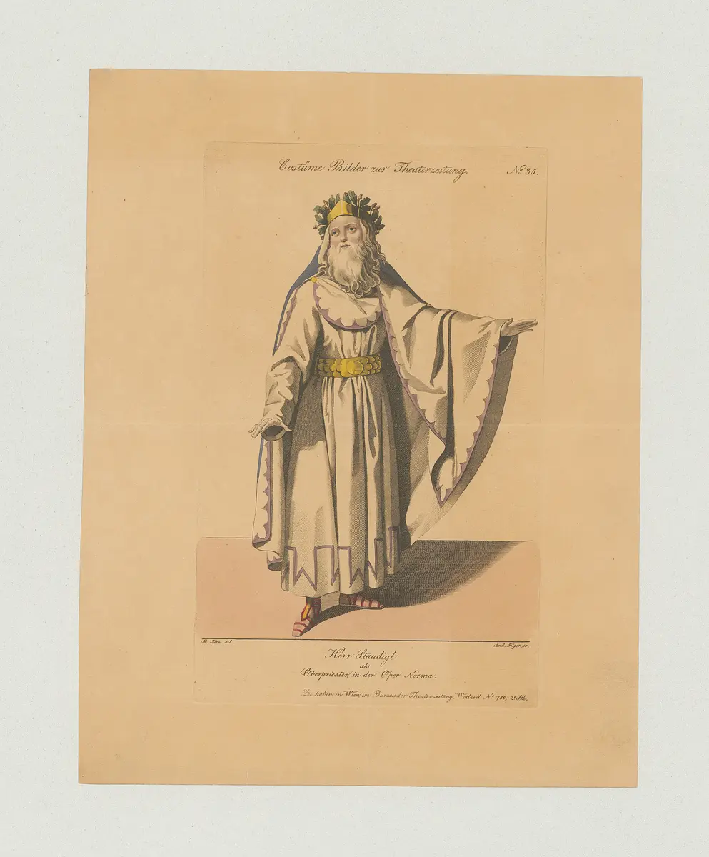 Josef Staudigl, Titel der Serie: Costume-Bild, Name der Zeitschrift: Wiener Theaterzeitung, Verweis auf Stücktitel: Norma