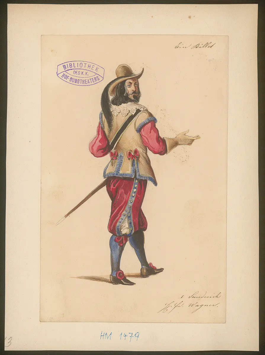 Ein Billett, Titel der Serie: Figurinen des k.k. Hof-Burgtheaters