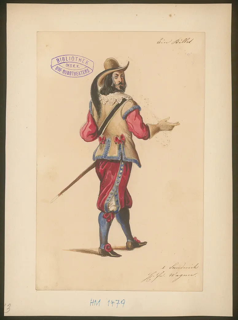 Ein Billett, Titel der Serie: Figurinen des k.k. Hof-Burgtheaters