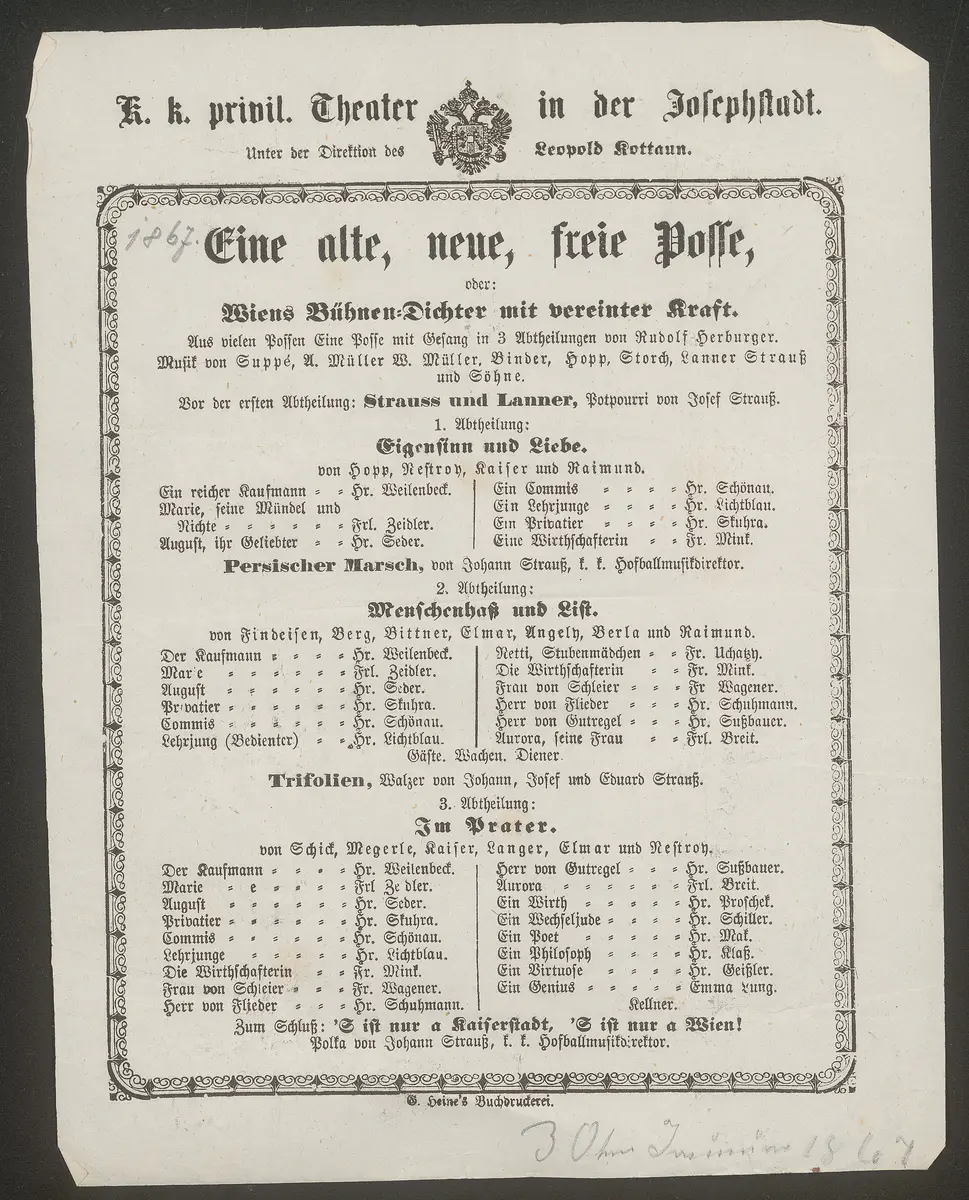 Eine alte, neue, freie Posse oder Wiens Bühnendichter mit vereinter Kraft