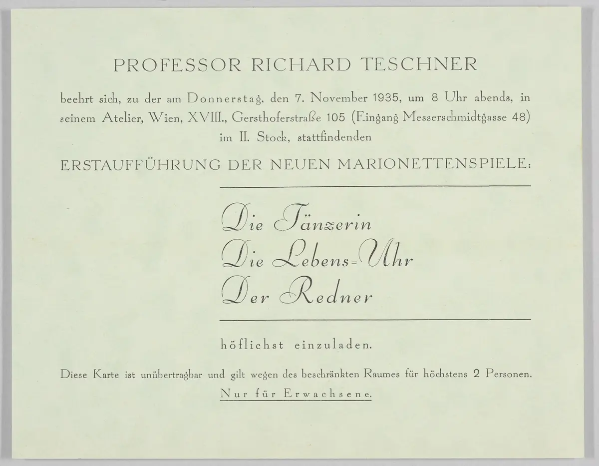 Der Figurenspiegel, Verweis auf Stücktitel: Die Tänzerin / Die bunte Tänzerin, Verweis auf Stücktitel: Die Lebens-Uhr, Verweis auf Stücktitel: Der Redner