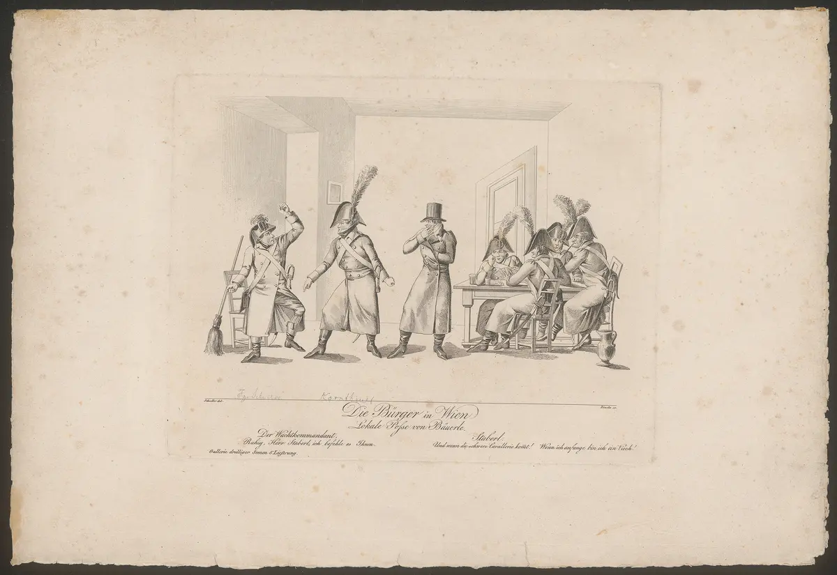 Die Bürger in Wien, Titel der Serie: Gallerie drolliger Scenen, Name der Zeitschrift: Wiener Theaterzeitung