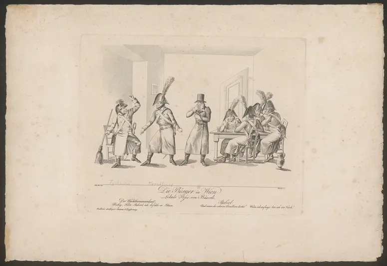 Die Bürger in Wien, Titel der Serie: Gallerie drolliger Scenen, Name der Zeitschrift: Wiener Theaterzeitung