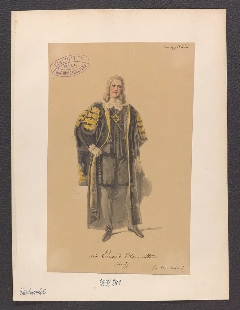 Parteiwut, oder Die Kraft des Glaubens, Titel der Serie: Figurinen des k.k. Hof-Burgtheaters