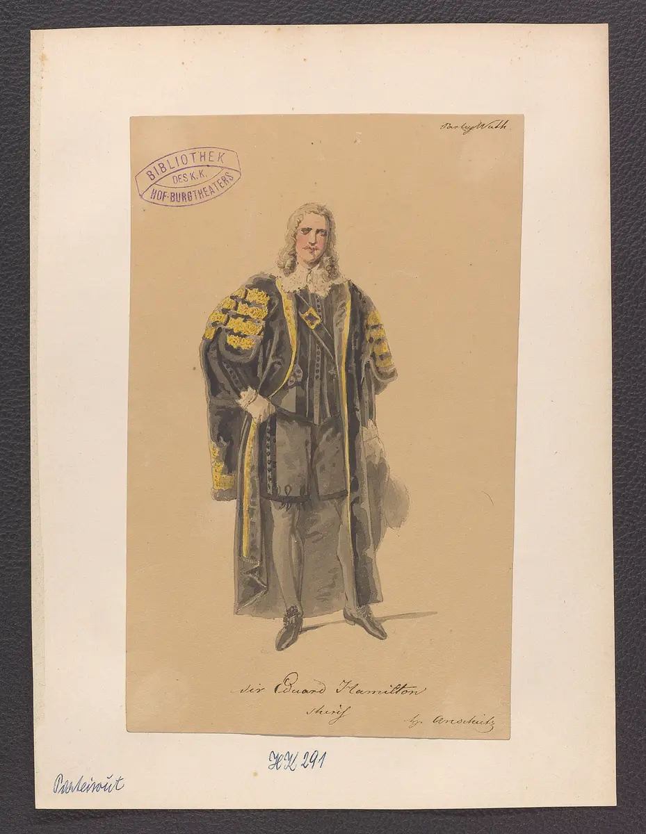 Parteiwut, oder Die Kraft des Glaubens, Titel der Serie: Figurinen des k.k. Hof-Burgtheaters