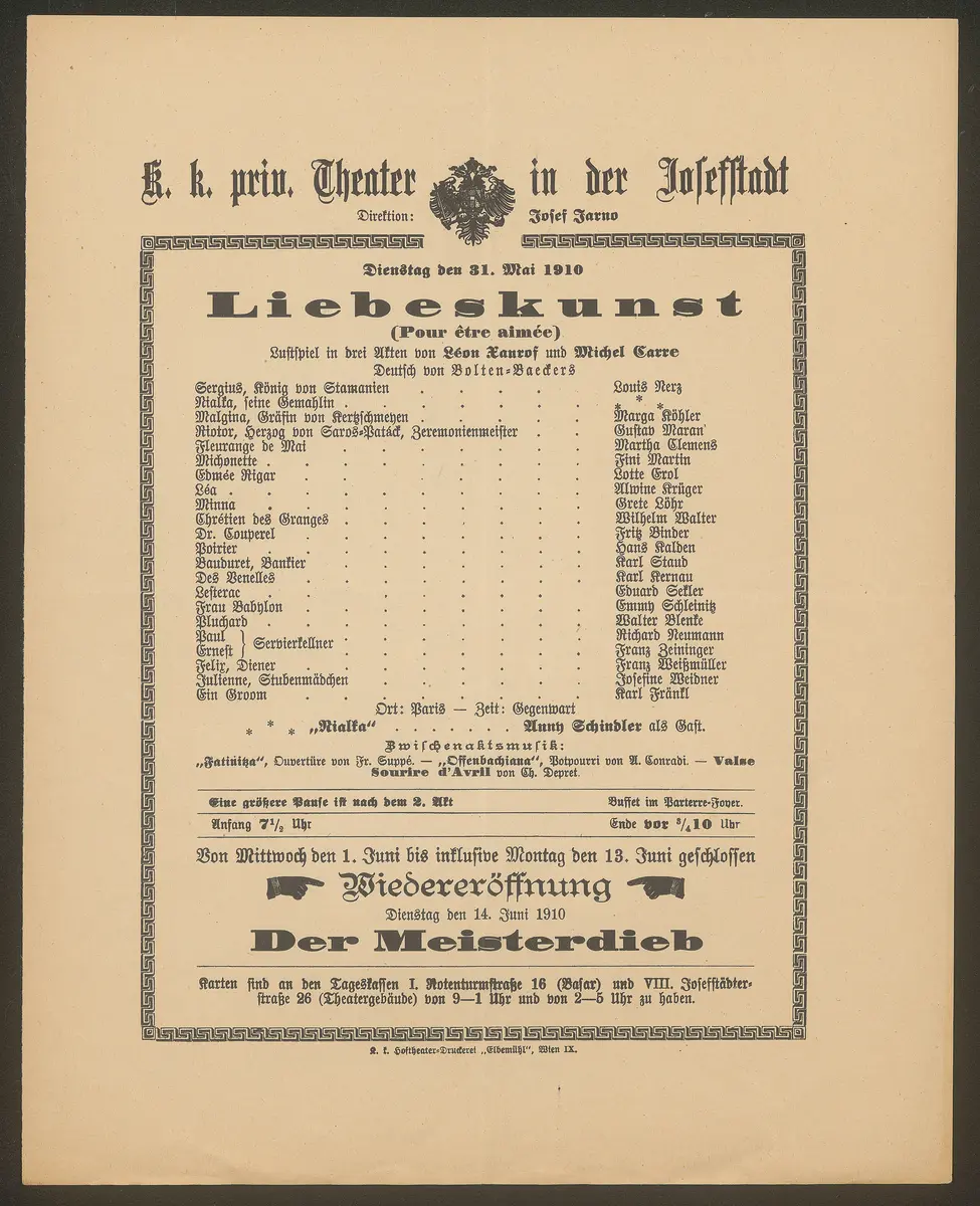 Liebeskunst, Pour etre aimée (Originaltitel)