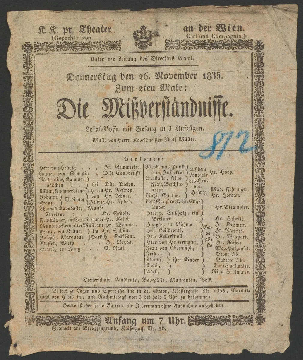 Die Mißverständnisse, Alternativtitel: Die Missverständnisse