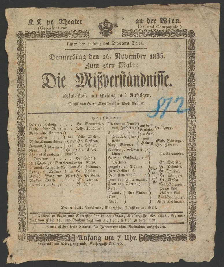 Die Mißverständnisse, Alternativtitel: Die Missverständnisse