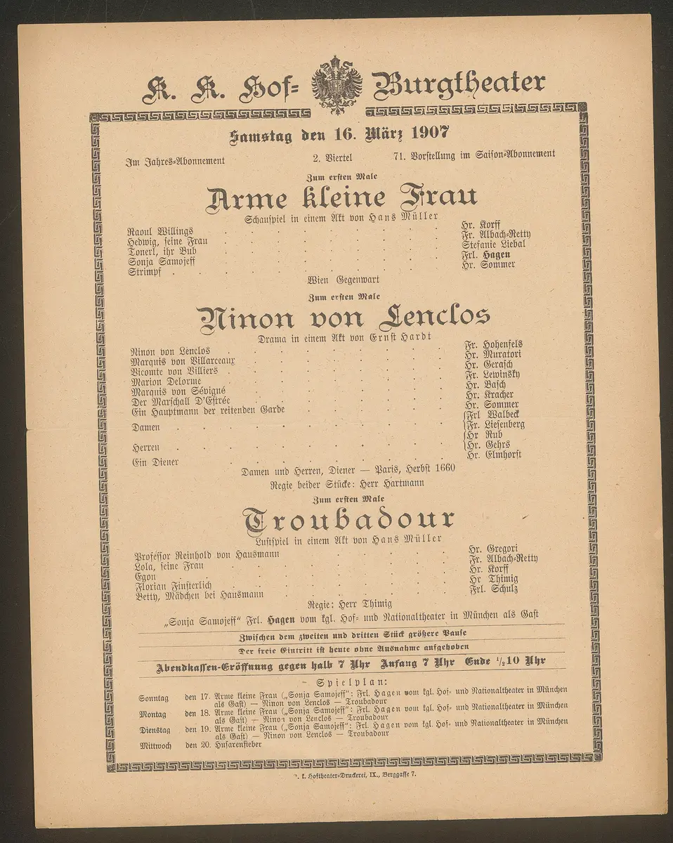 Arme kleine Frau, Ninon von Lenclos, Troubadour