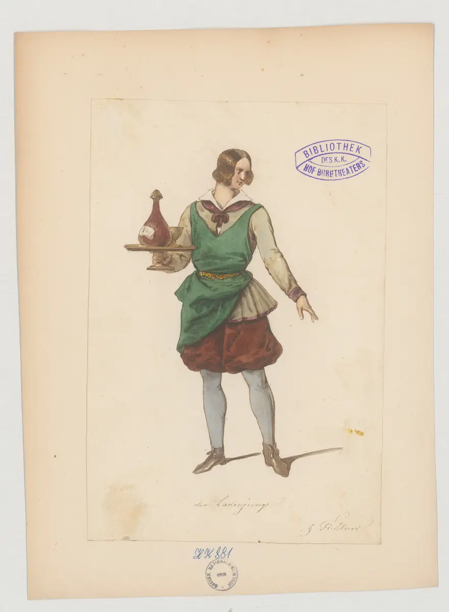 Wer die Liebe hat, führt die Braut heim, Titel der Serie: Figurinen des k.k. Hof-Burgtheaters