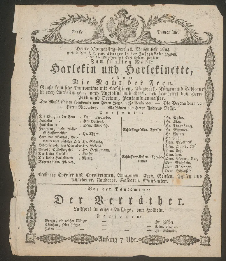 Harlekin und Harlekinette oder Die Macht der Feen, Der Verräther