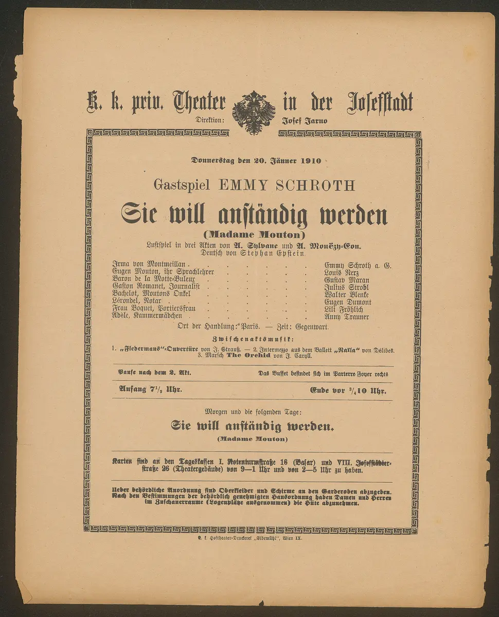Sie will anständig werden, Madame Mouton (Originaltitel)