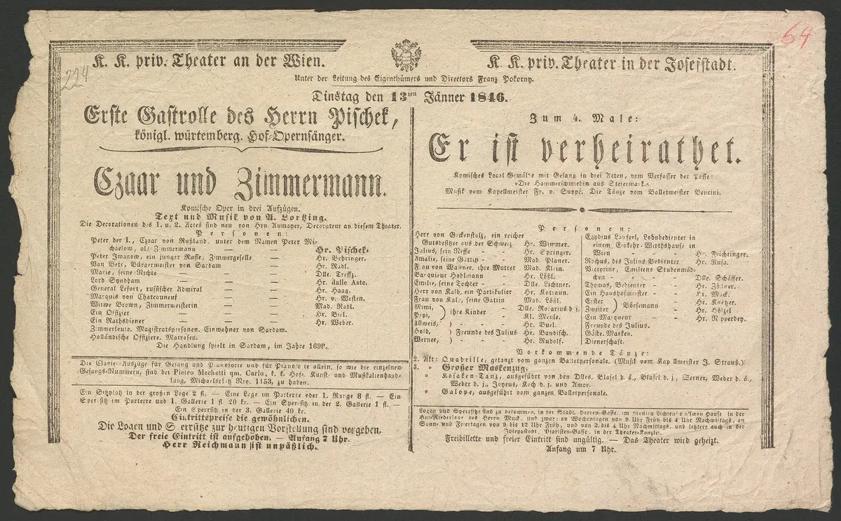 Czaar und Zimmermann, Zar und Zimmermann, Er ist verheirathet, Er ist verheiratet