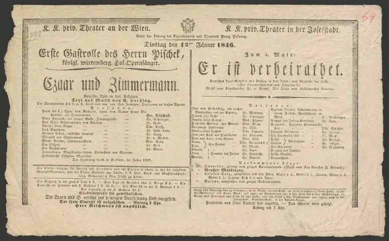 Czaar und Zimmermann, Zar und Zimmermann, Er ist verheirathet, Er ist verheiratet