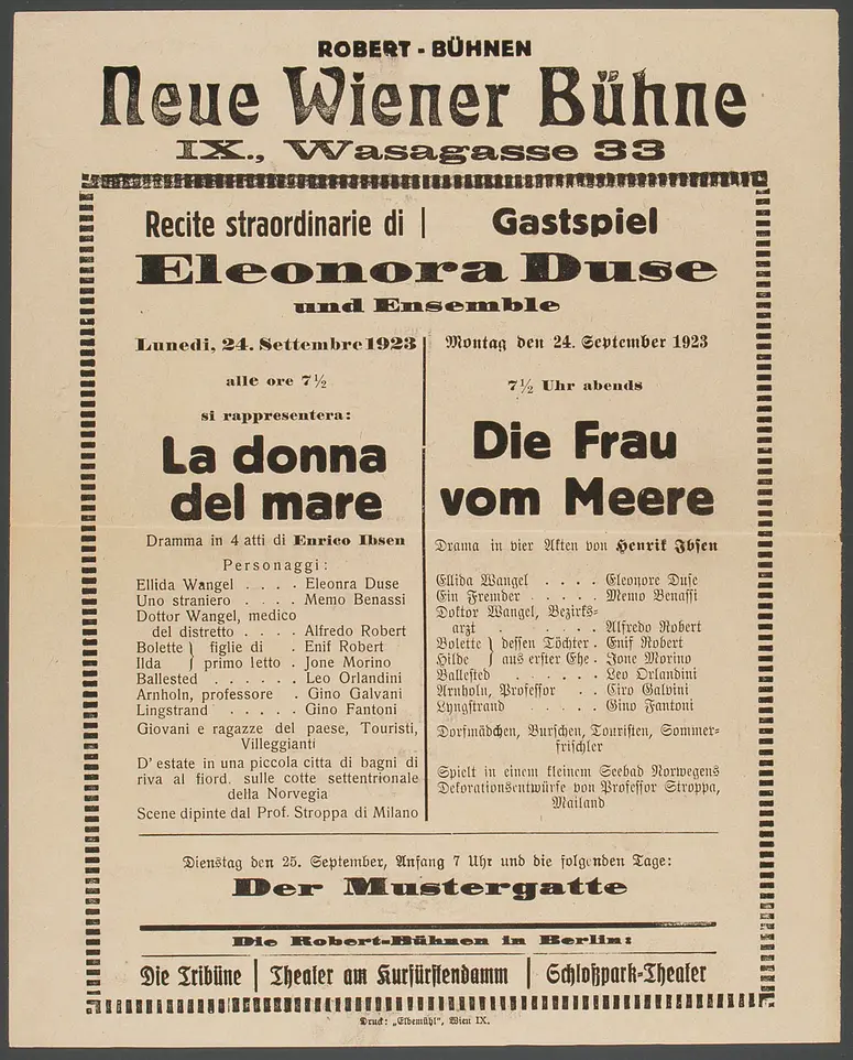 Die Frau vom Meer, Titel in Vorlageform: La donna del mare