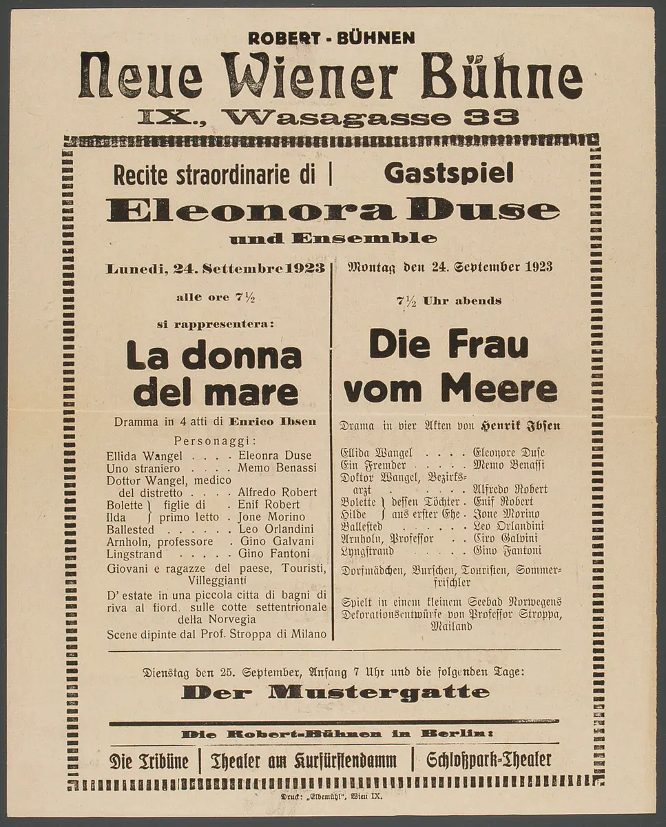 Die Frau vom Meer, Titel in Vorlageform: La donna del mare