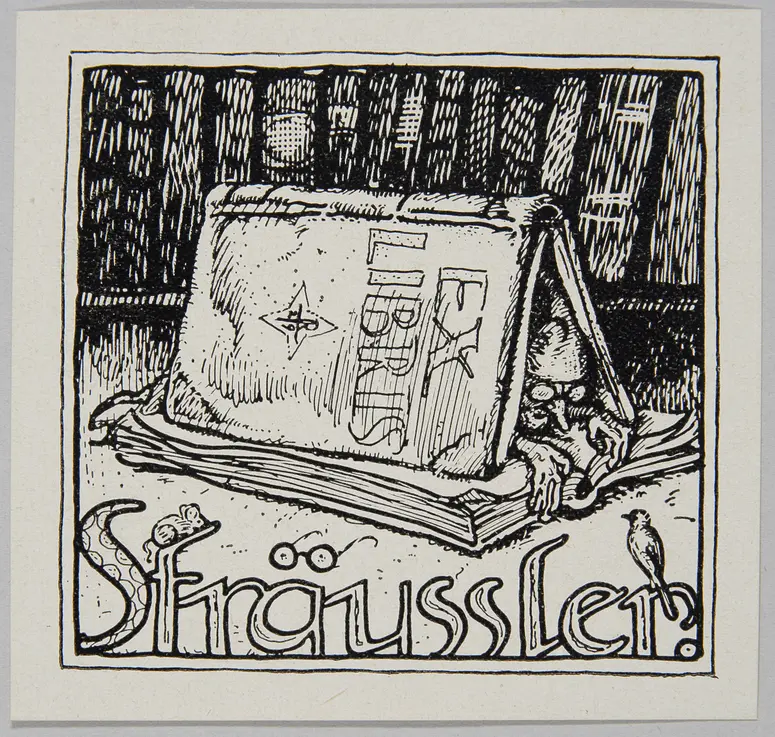 Exlibris Ernst Sträussler, Titel in Vorlageform: Exlibris Sträussler