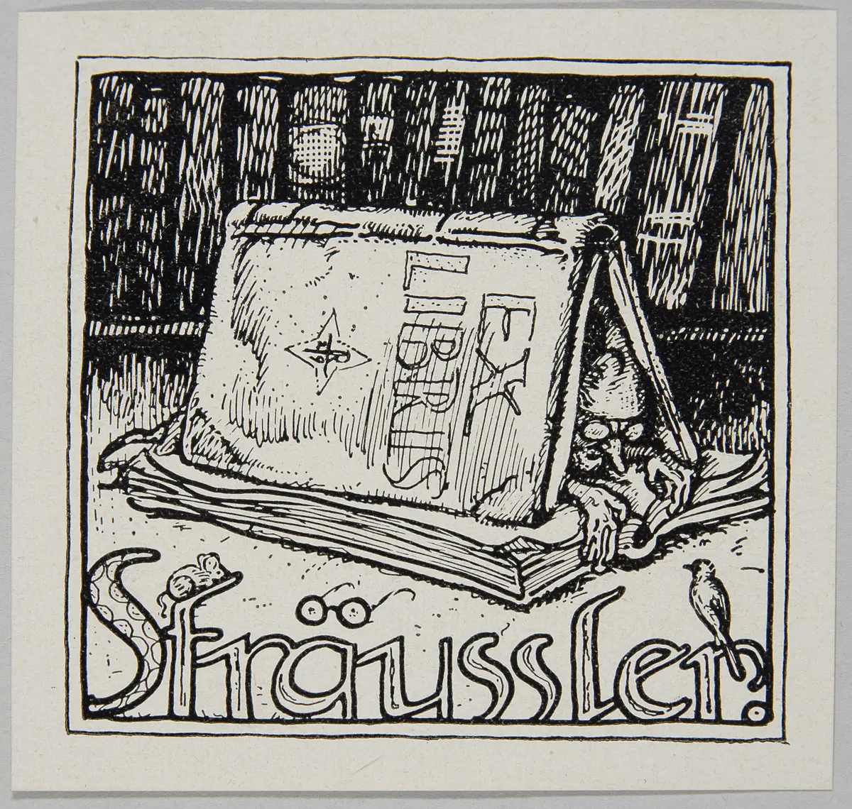 Exlibris Ernst Sträussler, Titel in Vorlageform: Exlibris Sträussler