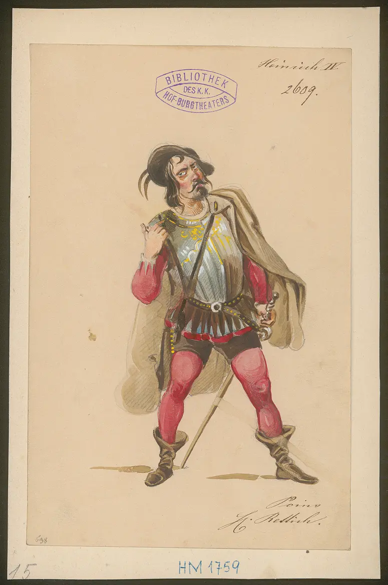 König Heinrich der Vierte, Suchtitel: Heinrich IV., Originaltitel: King Henry IV, Titel der Serie: Figurinen des k.k. Hof-Burgtheaters