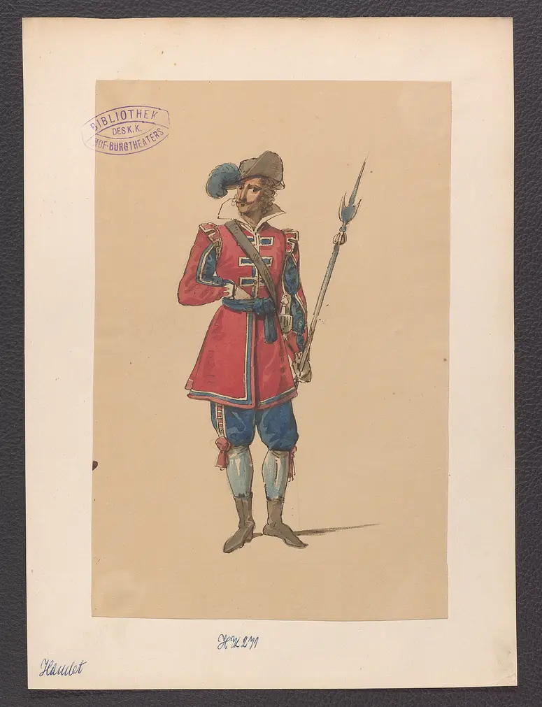 Hamlet, Prinz von Dänemark, Originaltitel: Hamlet, Prince of Denmark, Titel der Serie: Figurinen des k.k. Hof-Burgtheaters