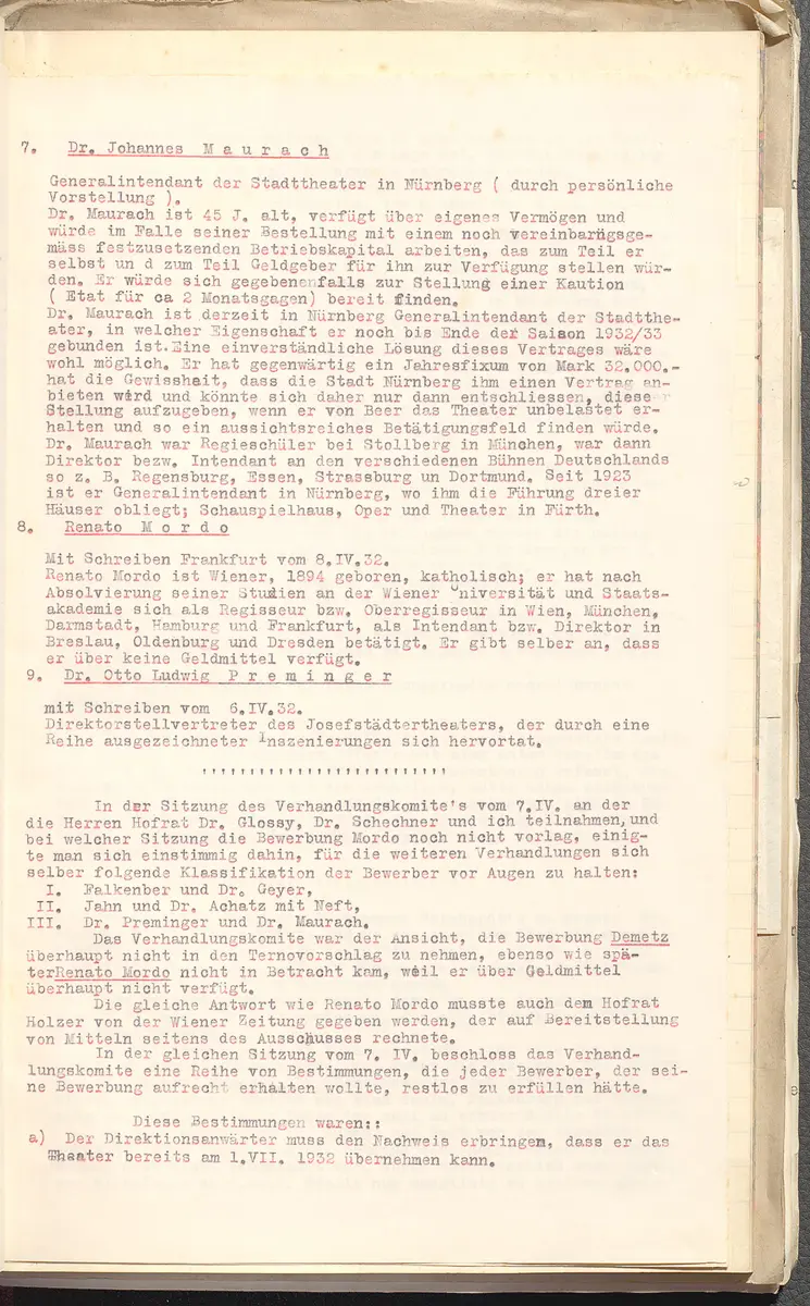 Protokolle der Ausschusssitzungen des Vereines des Deutschen Volkstheaters in Wien