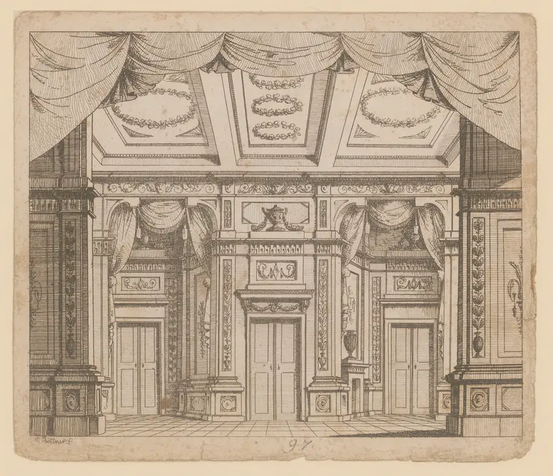 ohne Titel, Titel der Serie: Theaterdecorationen nach den Originalskitzen des k.k. Hoftheatermahlers Joseph Platzer radirt und verlegt von Norbert Bittner