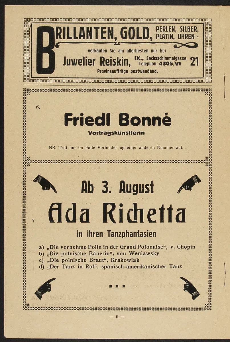 Theater und Kabarett Hölle, Revanche, Das Amüsiermädel