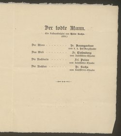 Der Tod des Tintagiles, Der Todte Mann, Der Roßdieb zu Fünsing mit den tollen, diebischen Bauern