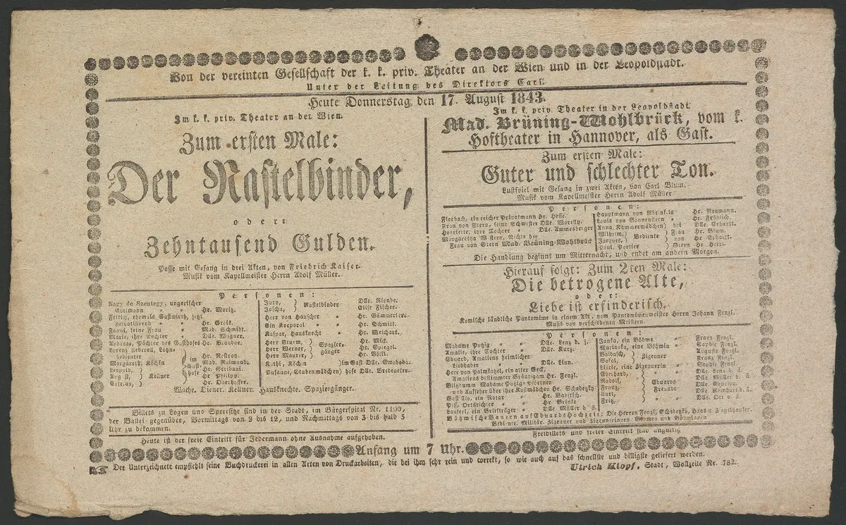 Der Rastelbinder, oder Zehntausend Gulden, Guter und schlechter Ton