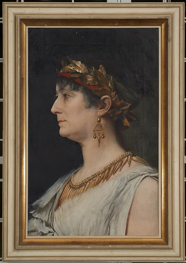Charlotte Wolter als Sappho, Verweis auf Stücktitel: Sappho