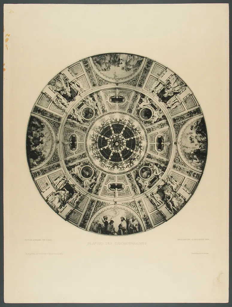 Wien, Burgtheater, Titel in Vorlageform: Plafond des Zuschauerraumes